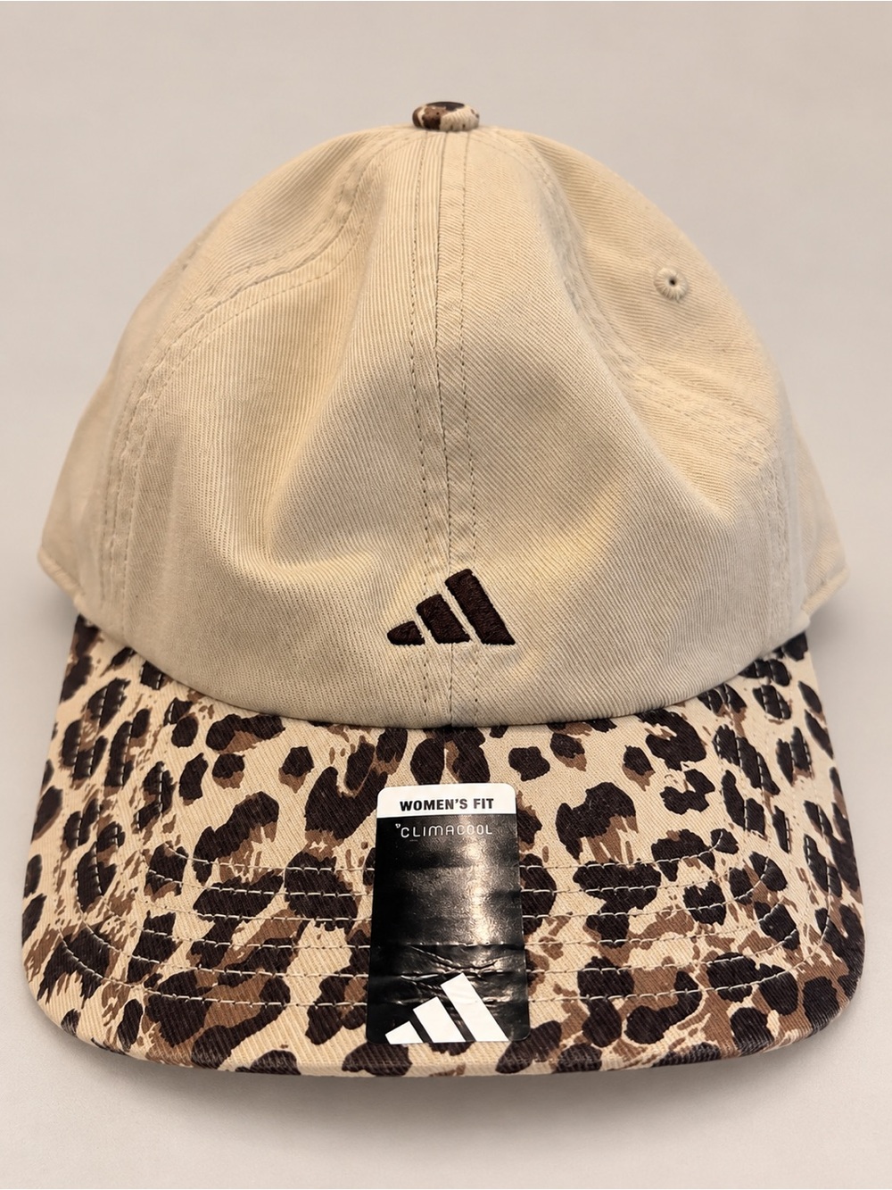 adidas Beige Cap with Leopard Print Brim